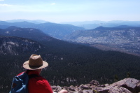 Ron enjoys the view down the San Joaquin River Canyon from Mammoth Mountain.