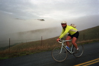 Richard descends Wilson Hill back into the fog.