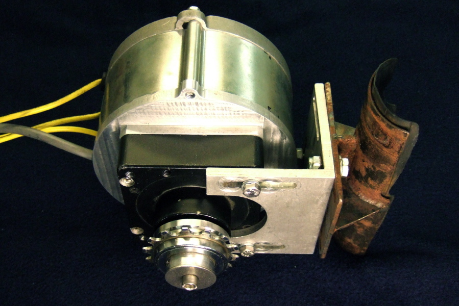 Motor showing mounting bracket.