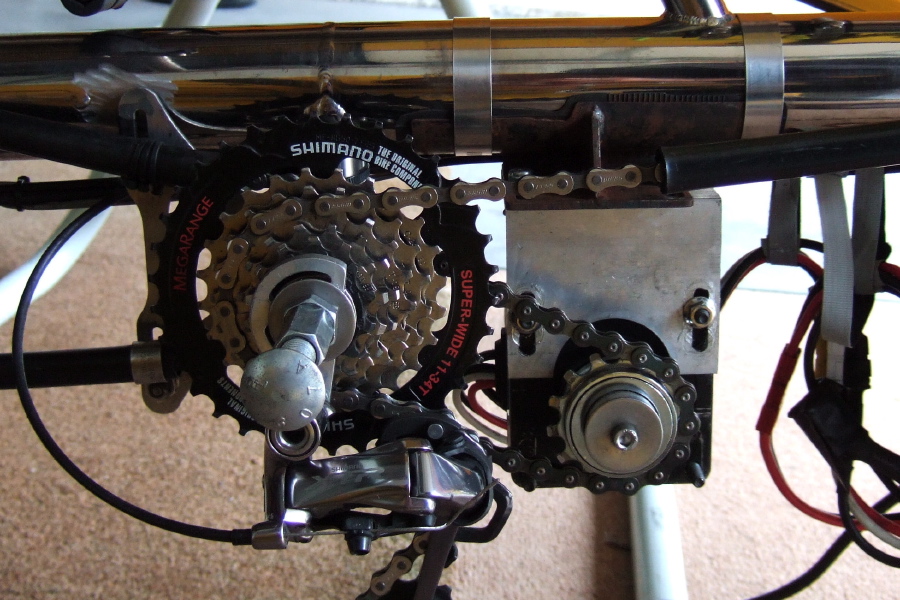 Motor installed on bike/test rig