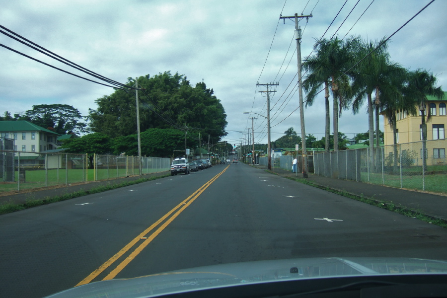 Passing Hilo High School on Waianuenue Ave. (HI200)