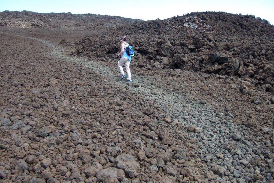 Laura crosses Keanakako'i, an ancient adz quarry