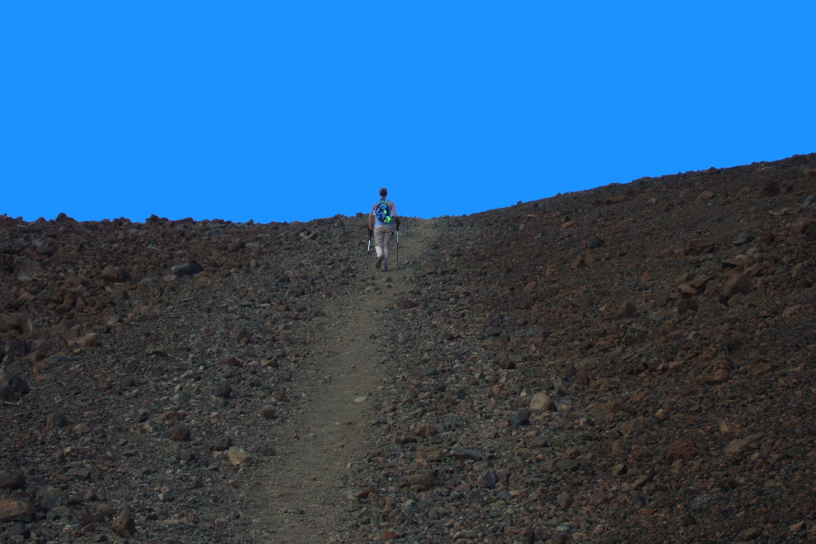 Laura presses upward across the Mars-scape.