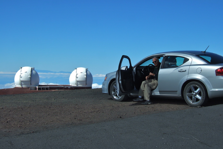 David is waiting in the car.