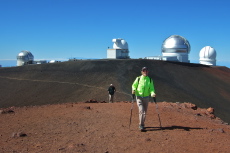Laura and David reach the true summit of Mauna Kea (13796ft).