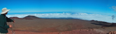 David admires the view from the summit of Pu'u Wekiu, the high point on Mauna Kea at 13796ft.