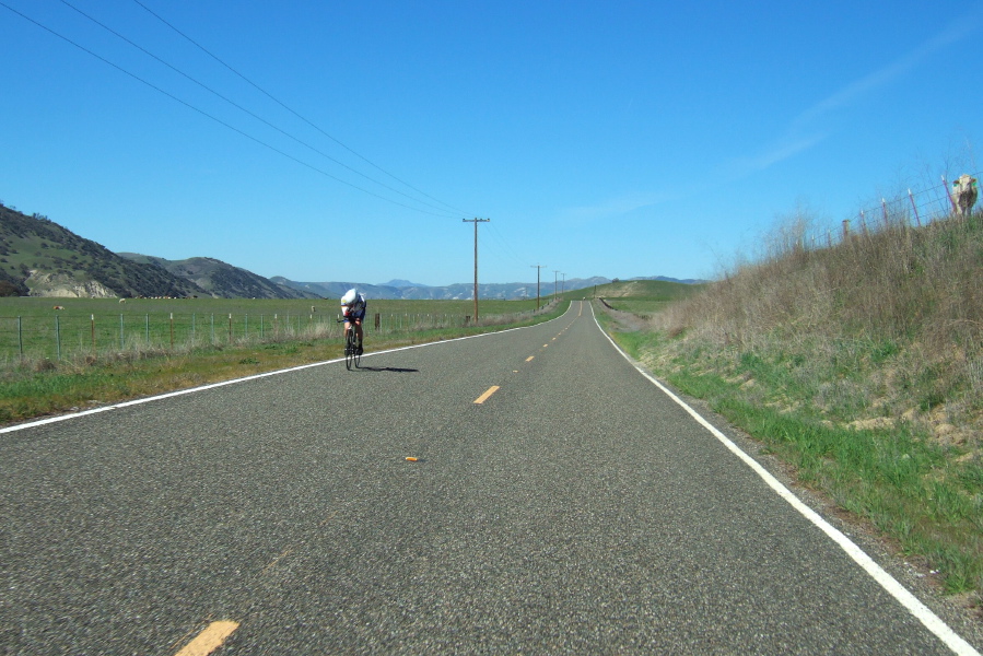 Todd Studenicka cuts a thin profile into the wind...