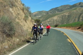 Fabienne, Joseph, and Valerie Maurer prepare for the climb to Bear Valley.