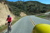 Deborah Tostevin climbs the short, steep hill north of Coalinga Rd.