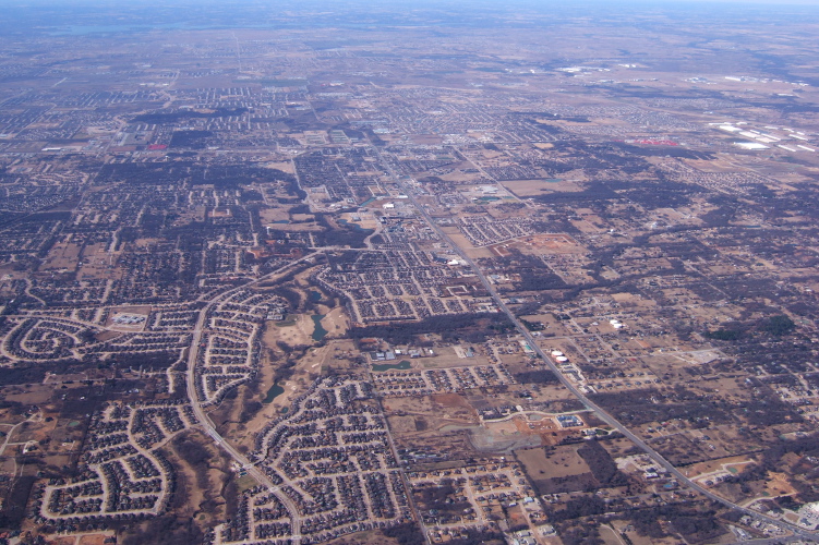 Suburban sprawl in the Fort Worth area.