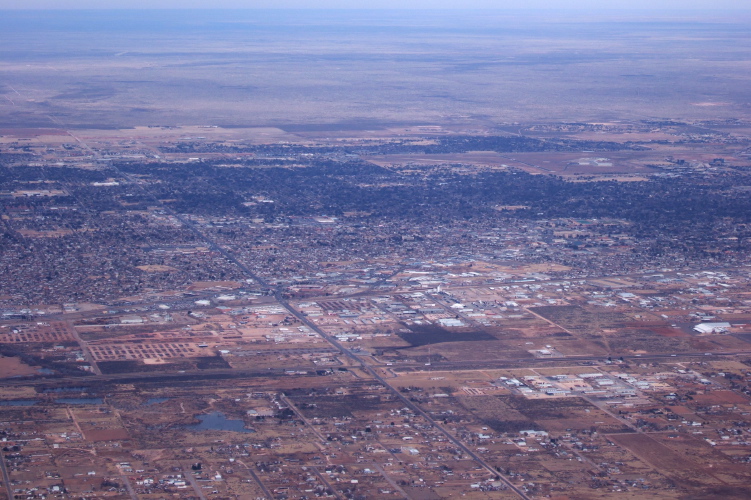 Somewhere near the center of the photo is the La Quinta Inn, Midland.