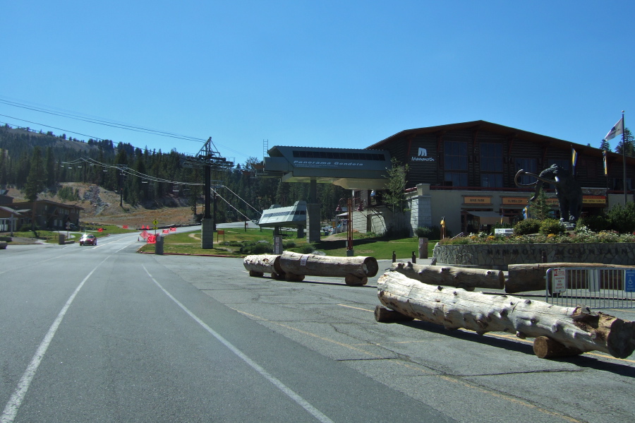 Passing Mammoth Mountain gondola station