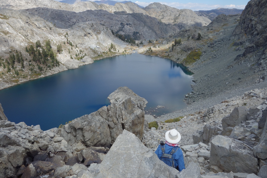 For a moment we rest on our laurels, taking in the view of Iceberg Lake from above.