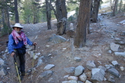 John Muir Trail climbs to the right while we head left toward Ediza Lake.