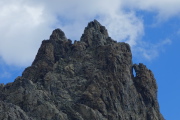 Volcanic Ridge, west summit ridge pinnacle and eye, detail