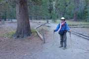 Frank stands at the junction of Minaret Creek Trail and John Muir Trail.
