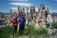 Stella and Chris in front of tufa towers