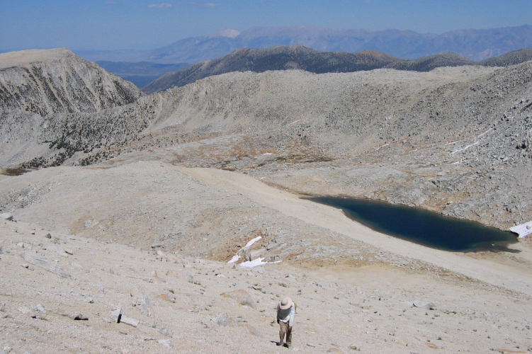 Dad climbs Ruby Ridge above Summit Lake.