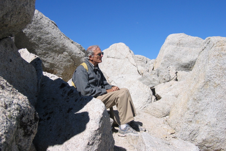 David enjoys his spot out of the wind on Ruby Ridge.