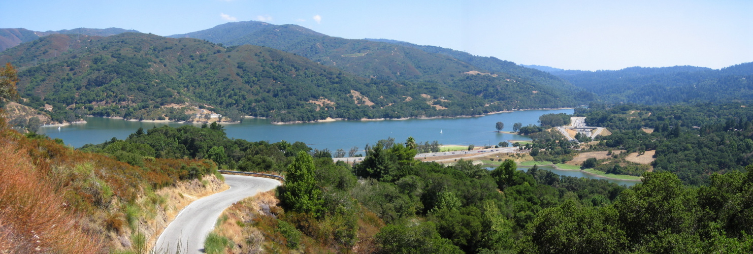 Lexington Reservoir from Montevina Rd. Panorama (1010ft)