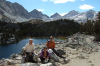 David, Stella, and Frank rest by Box Lake.