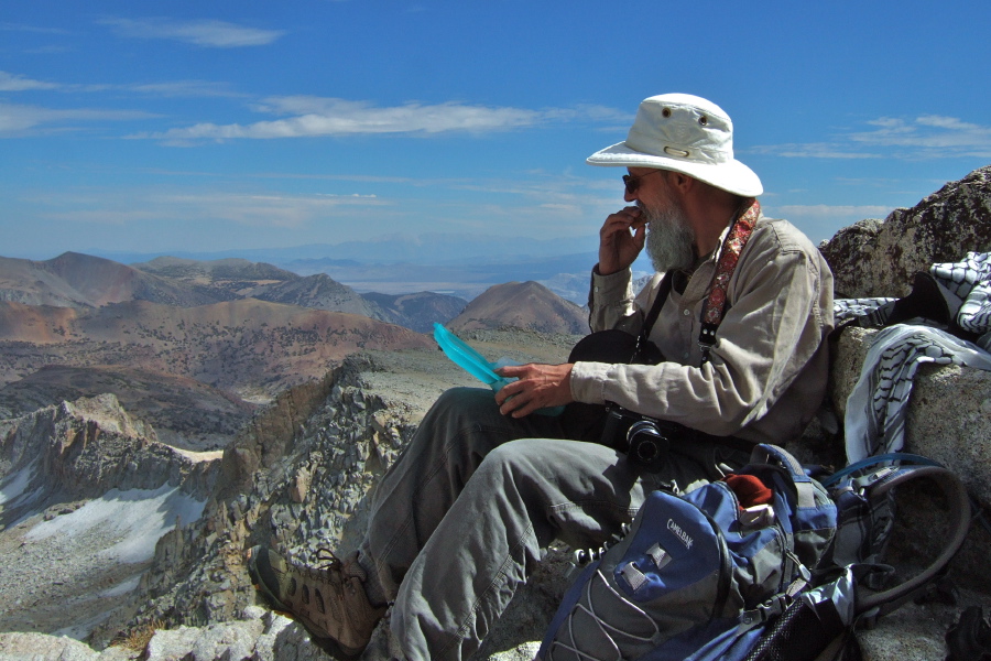 Frank enjoys his luncheon on the summit.