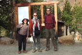 Three intrepid hikers prepare to depart.