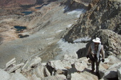 Frank climbs the steps that lead to the summit.