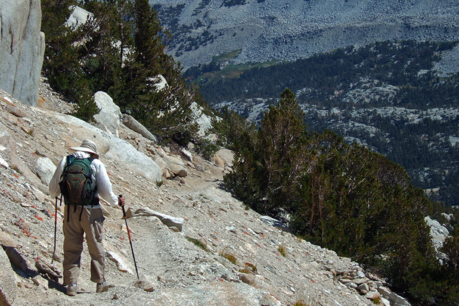 David starts his walk down the switchbacks.