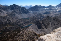 View of Chickenfoot Lake, Morgan Pass, and in the distance, Mt. Humphreys (13986ft)