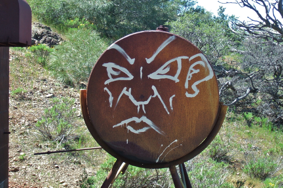 Face on a tank, seen on North Peak Road