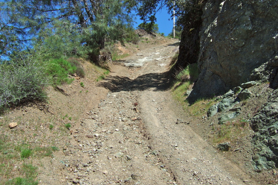 Bottom of the steepest section of road
