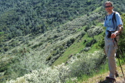 Bill B. models the flowering white ceanothus covering the southeast slope of Mt. Diablo.