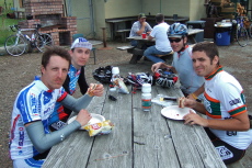 (l to r): Ben, Mike, Alex, and Dave relax and enjoy lunch at The Junction.