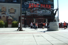 Giants fans queue at the O'Doul Gate.