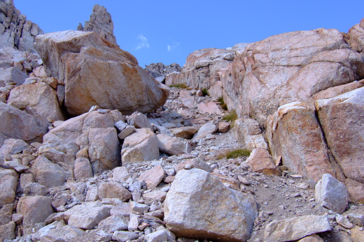 The route climbs up this chute.