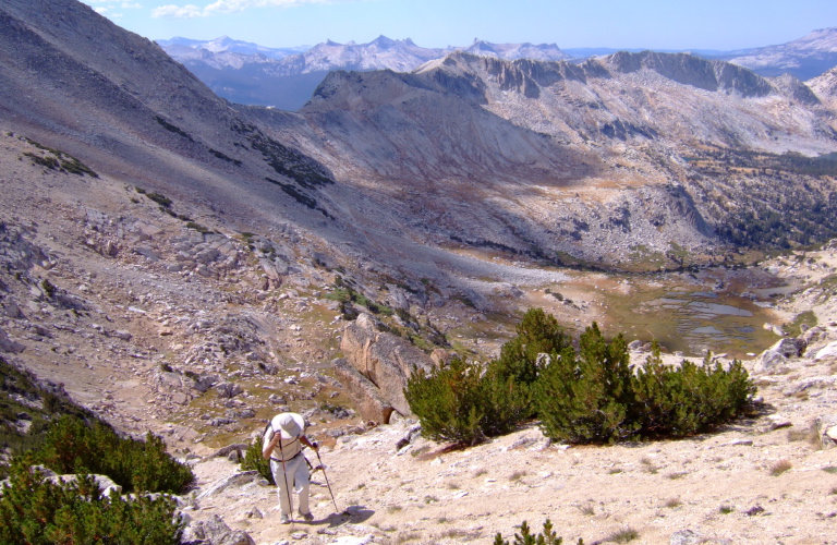 David climbs the use trail above The Notch.