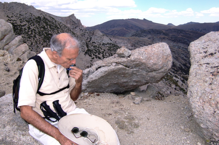 David stops to take a drink.