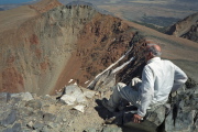 David takes a peek down the north face of Mt. Dana.