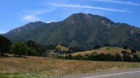 Mt. Diablo main peak (3850ft) and North Peak (3557ft, right) from Marsh Creek Rd. (640ft)