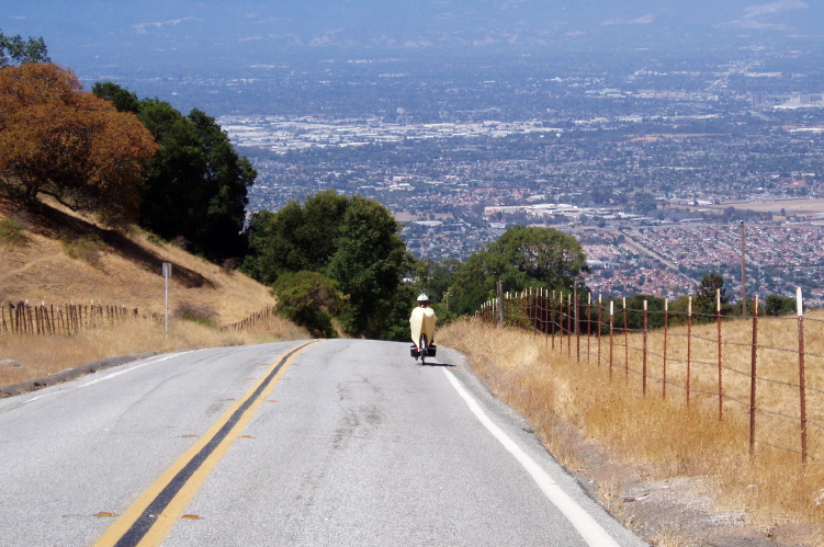 Bill plunges down the west side of Quimby Rd. into San Jose.