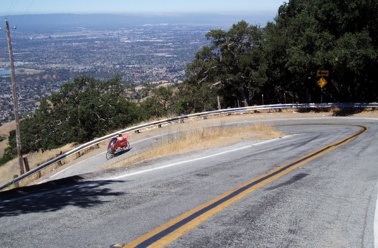 Ron rounds a hairpin turn on Quimby Rd.