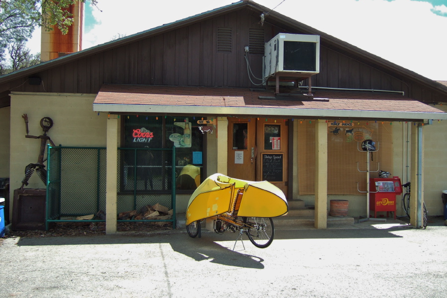 Parked in front of The Junction Cafe