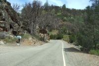 Descending Mines Rd. near some rock outcroppings