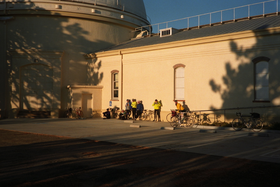 Enjoying the warm of the sun on the back-side of the Observatory.