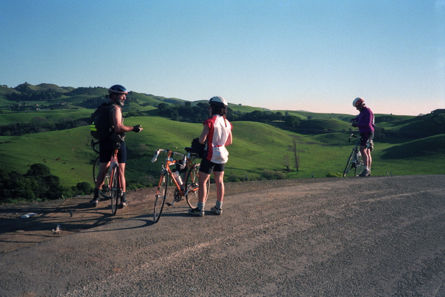 Bob Tyson, Stella, and Thomas Maslen on Calaveras Rd.