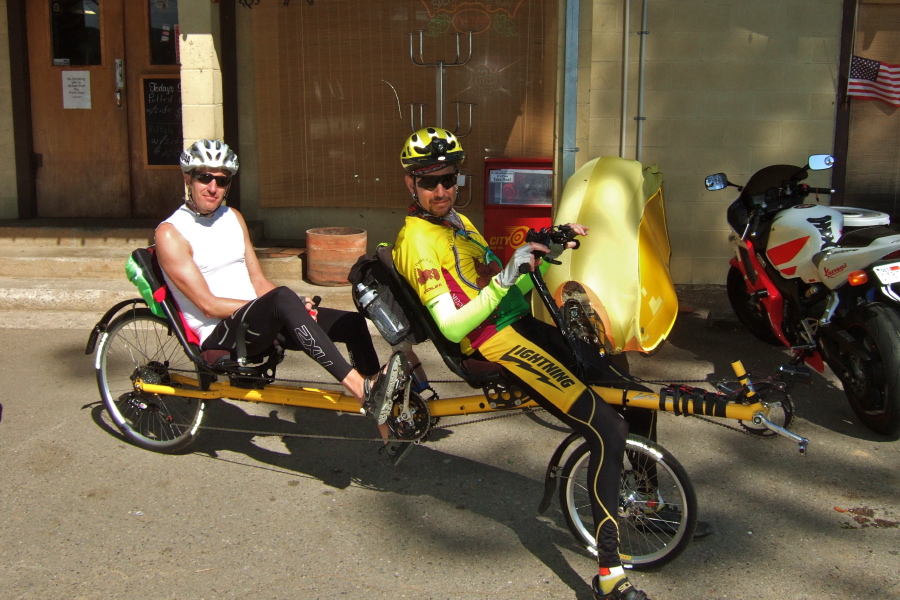 Willie Hunt (rear) and Zach Kaplan (front) at The Junction, ready to depart on the second half of the DMD.