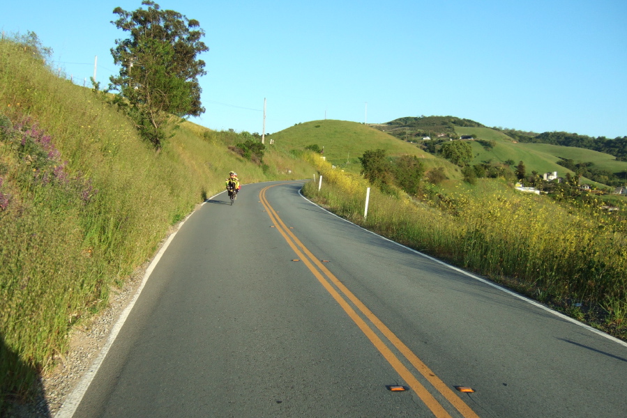 Starting down the final descent from Mt. Hamilton