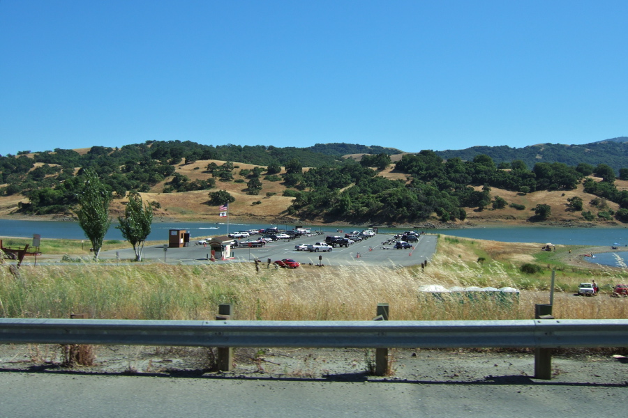 Flags indicate headwinds on McKean Rd. near Calero Reservoir.