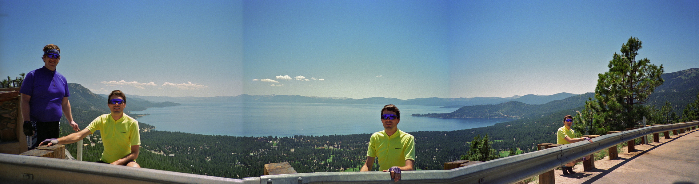 Chris and Bill, Bill, and Bill in the Lake Tahoe Panorama